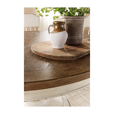 AMERİCANA ROUND PEDESTAL DİNİNG TABLE W22 LEAF, HONEY TOPDAİSY BASE