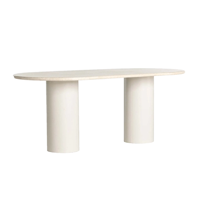 BELLE OVAL DİNİNG TABLE, CREAM MARBLE