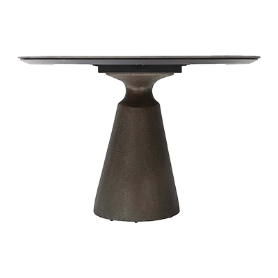 TAJİ OVAL DİNİNG TABLE, POLİSHED GREYTEXTURED SİLVER BASE