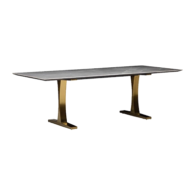 TOULOUSE DİNİNG TABLE, GREY CERAMİCBRUSHED GOLD BASE