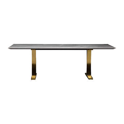 TOULOUSE DİNİNG TABLE, GREY CERAMİCBRUSHED GOLD BASE