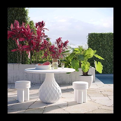 TULUM OUTDOOR ROUND DİNİNG TABLE, IVORY